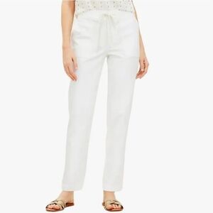 NWOT Loft Utility Twill Jogger Pants White Cotton Blend Cropped Pants Size 4